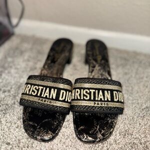Dior Black and Gold Sandals